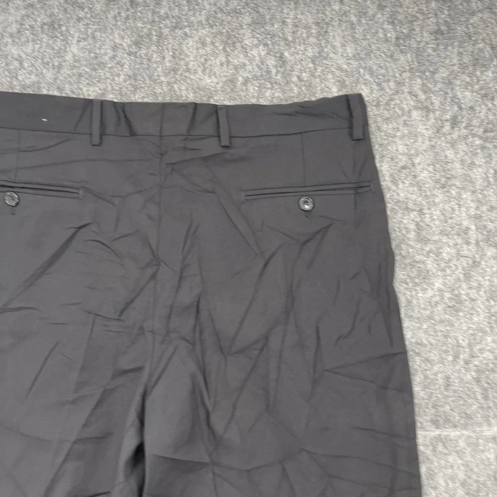 Kirkland Signature Pants Mens 34x30 Black Made In Italy Pleated Dress Trousers